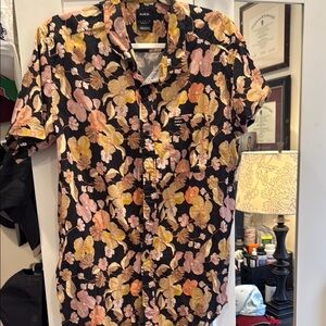 RVCA Black and Orange Casual Button Down Shirt